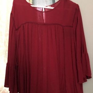 Blouse with Bell Sleeves and Cutout Detailing